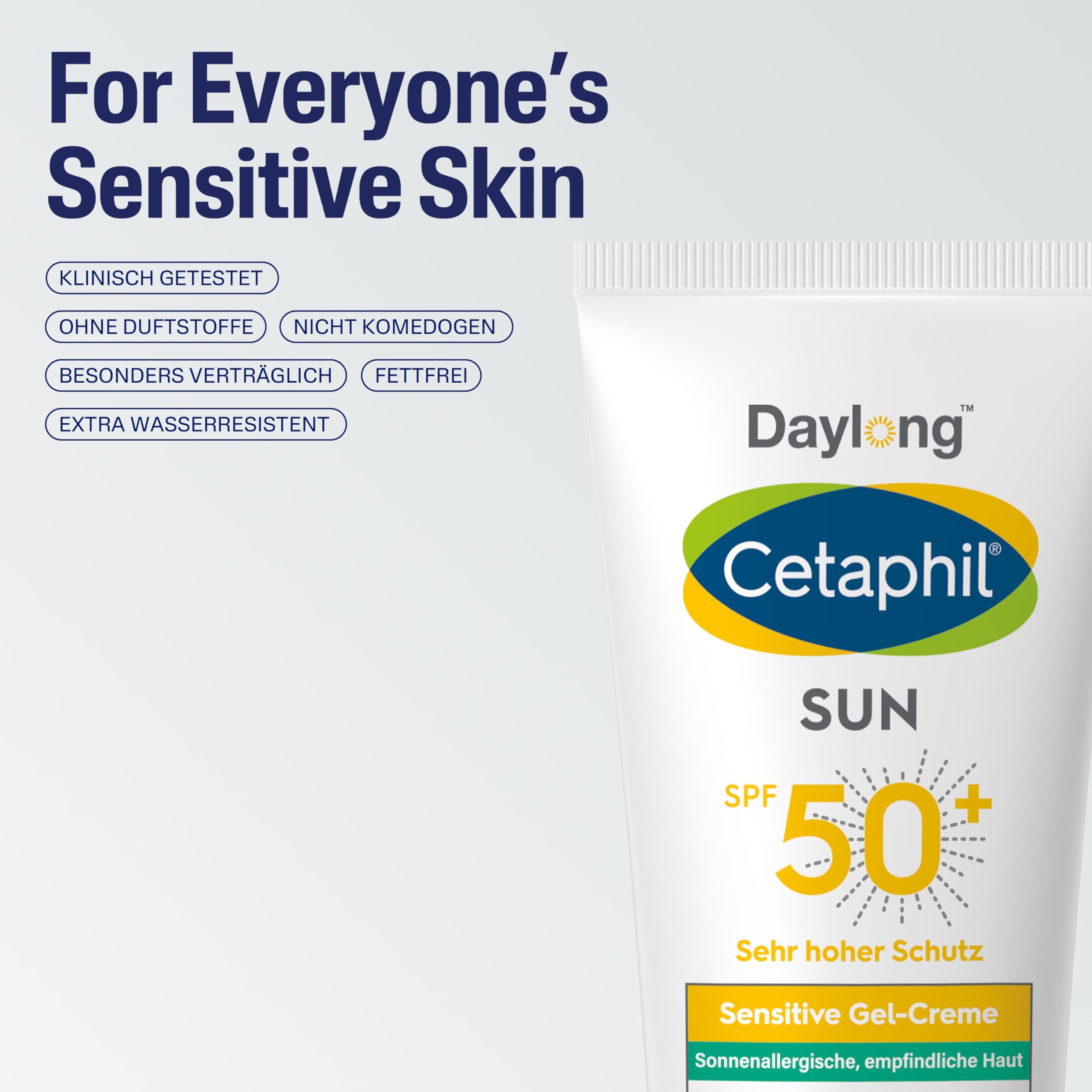CETAPHIL SUN Sensitive Gel-Creme SPF 50+, 200ml, Sonnencreme für empfindliche, zu Sonnenallergie und Mallorca-Akne neigende Haut, Extra leichter, fettfreier Sonnenschutz, Frei von Parfüm & Emulgatoren
