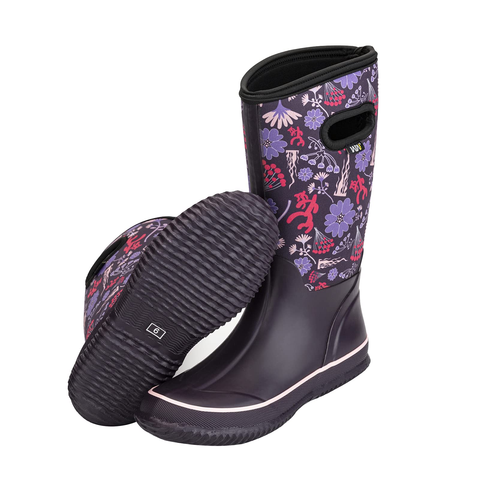 WTW Mid Calf Rain Boots for Women - Waterproof Insulated Neoprene Mud Boots Outdoor Hunting Garden Boots