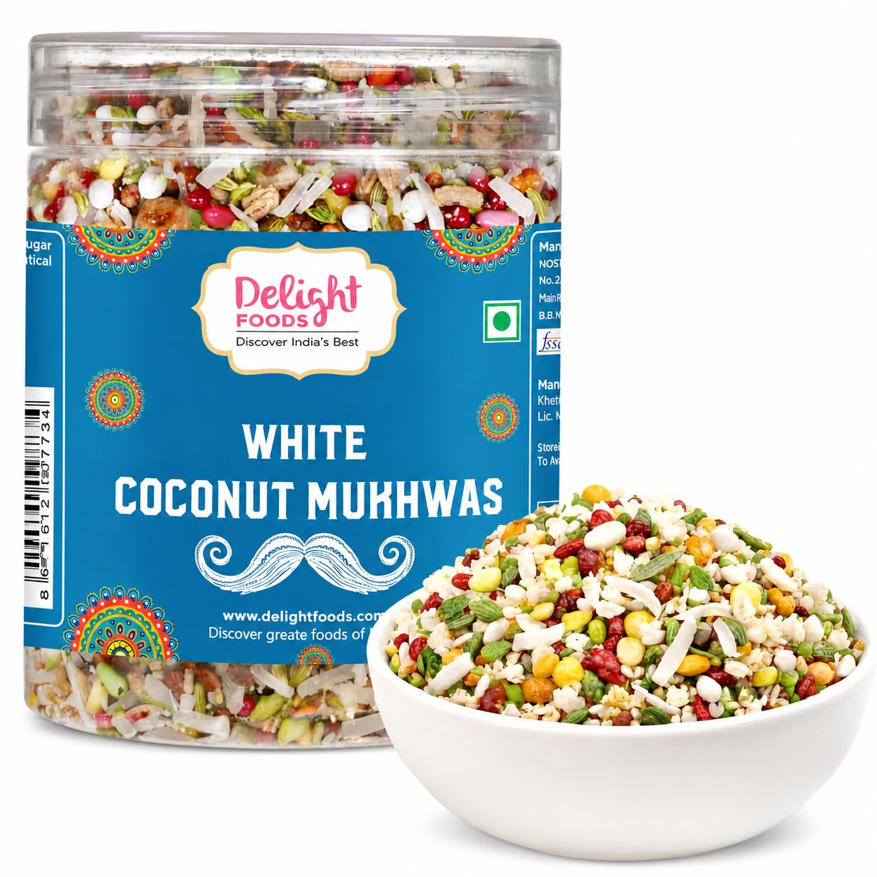 Delight Foods White Coconut Mukhwas, 300grams | Mouth Freshner | After Meal Snack | Good for Digestion-image-33