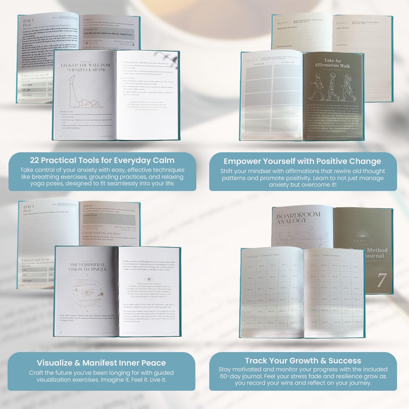 The Peace Method The Holistic Anxiety Fix: Diario y manual de salud mental | Diario diario de 8 semanas con indicaciones | Diario de bienestar para aliviar el estrés | Diario de cuidado personal |