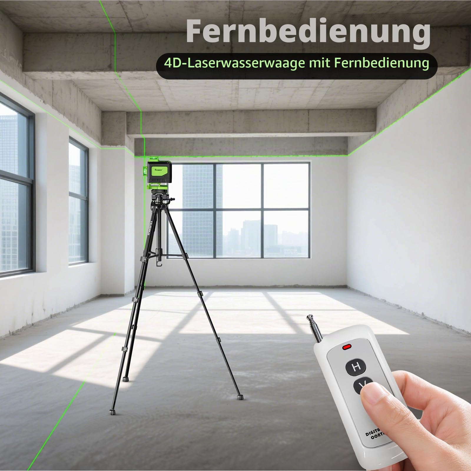 Huepar 4x360 Laser-Wasserwaage selbstnivellierend mit 152cm Stativ 904DGTP