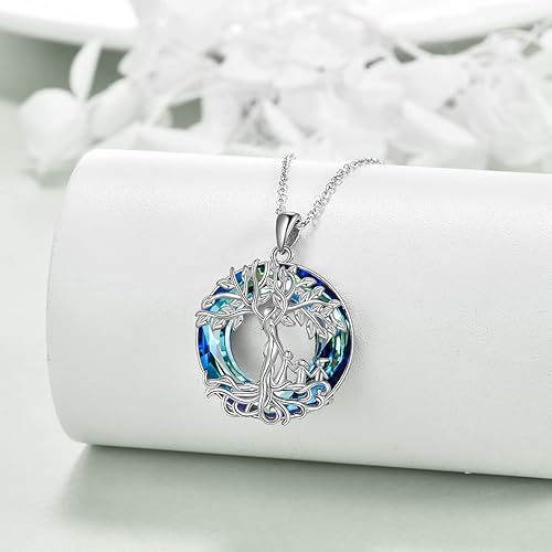 Miniatura 2 de ONEFINITY Collar de árbol de la vida para mujer, plata de ley, concha de abulón, cristal de árbol de la vida, collar con colgante de árbol