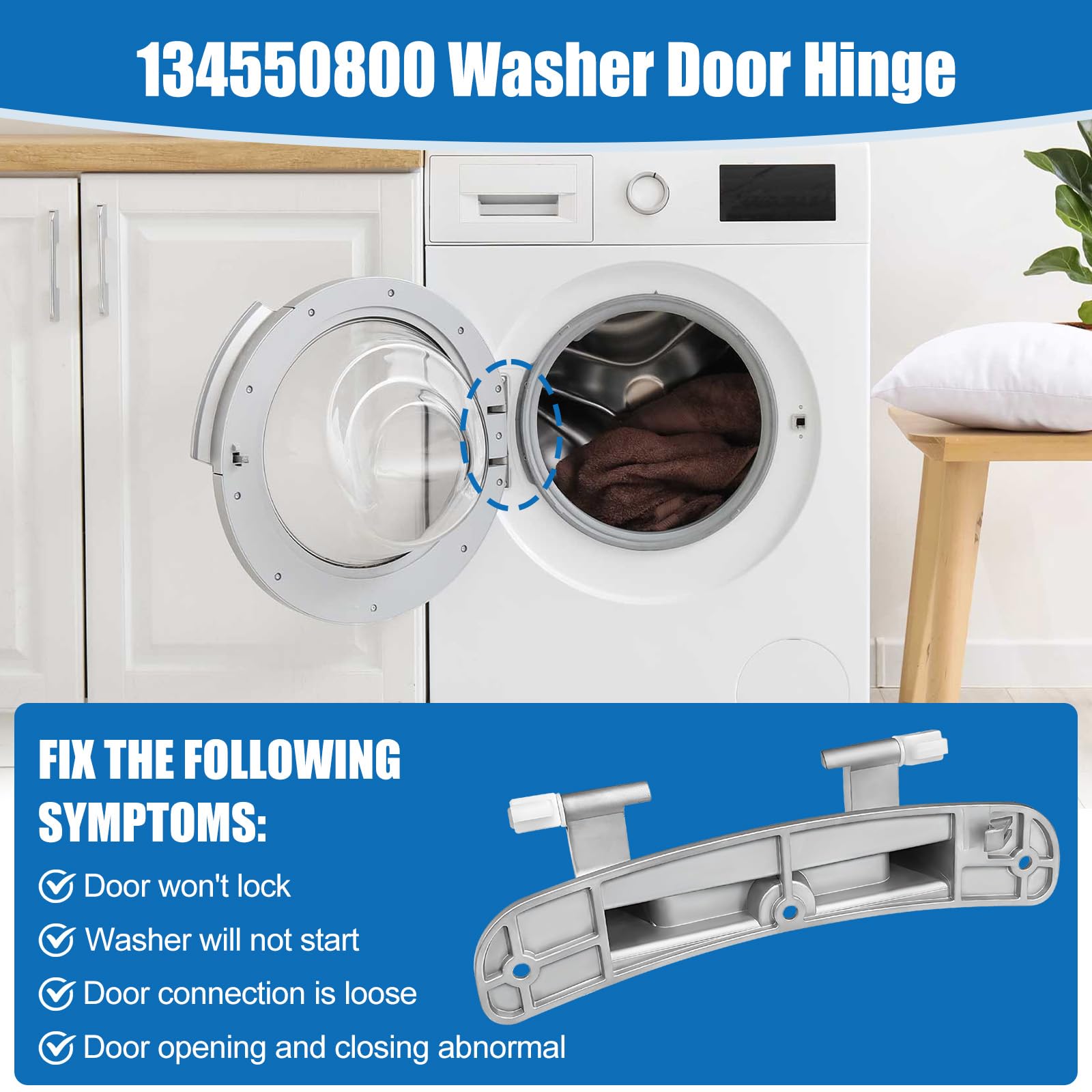 Türscharnier 134550800 für Frigidaire Kenmore Waschmaschine PS1152380, 1191162, AP3886714, AH1152380, EA1152380