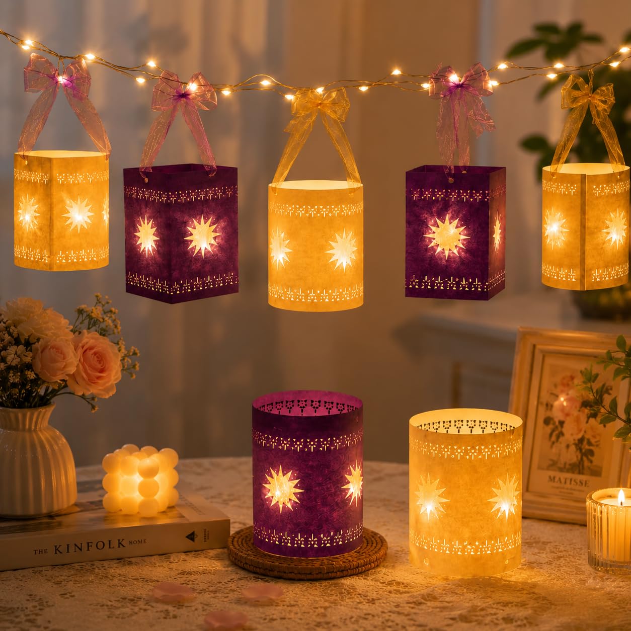 View 1 of 20 Pcs DIY Princess Hanging Lanterns with String Light and Ribbon