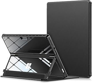 INFILAND Microsoft Surface Pro 8 Case and Cover, [Military-Grade Drop Protection] [High Clearity Case + Leather Cover] Designed for Surface Pro 8 13" 2021 Tablet, Work with Type Cover Keyboard, Black