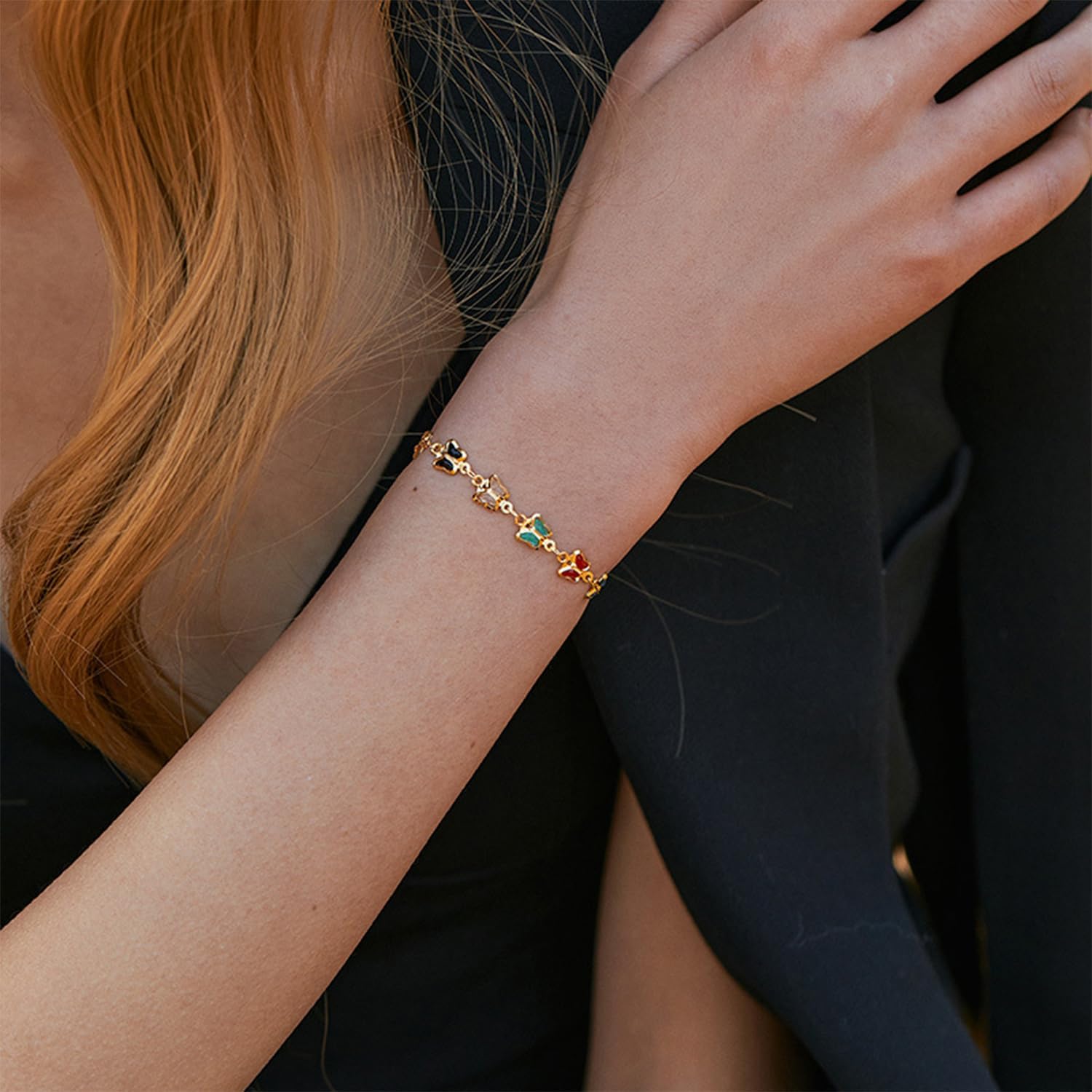 Colorful Boho Charm Bracelets for Women, Adjustable 18K Gold-Plated Gold Charm Bracelet, Trendy Jewelry for Daily Wear, Vacation & Gifts