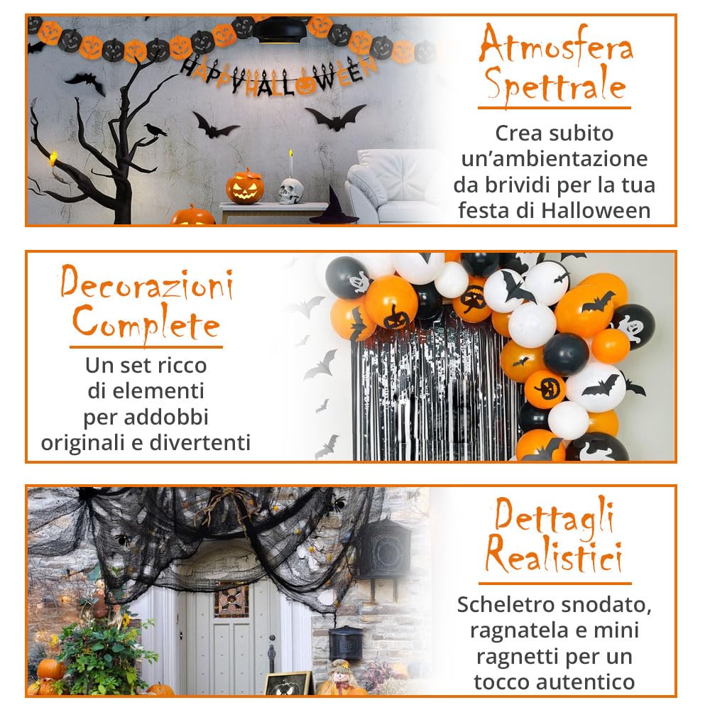 Tende Con Frange In Lamina Per Halloween – Confezione Da 2 – Motivo Pipistrello Verde, Arancione, Viola – 1x2 M Ciascuna