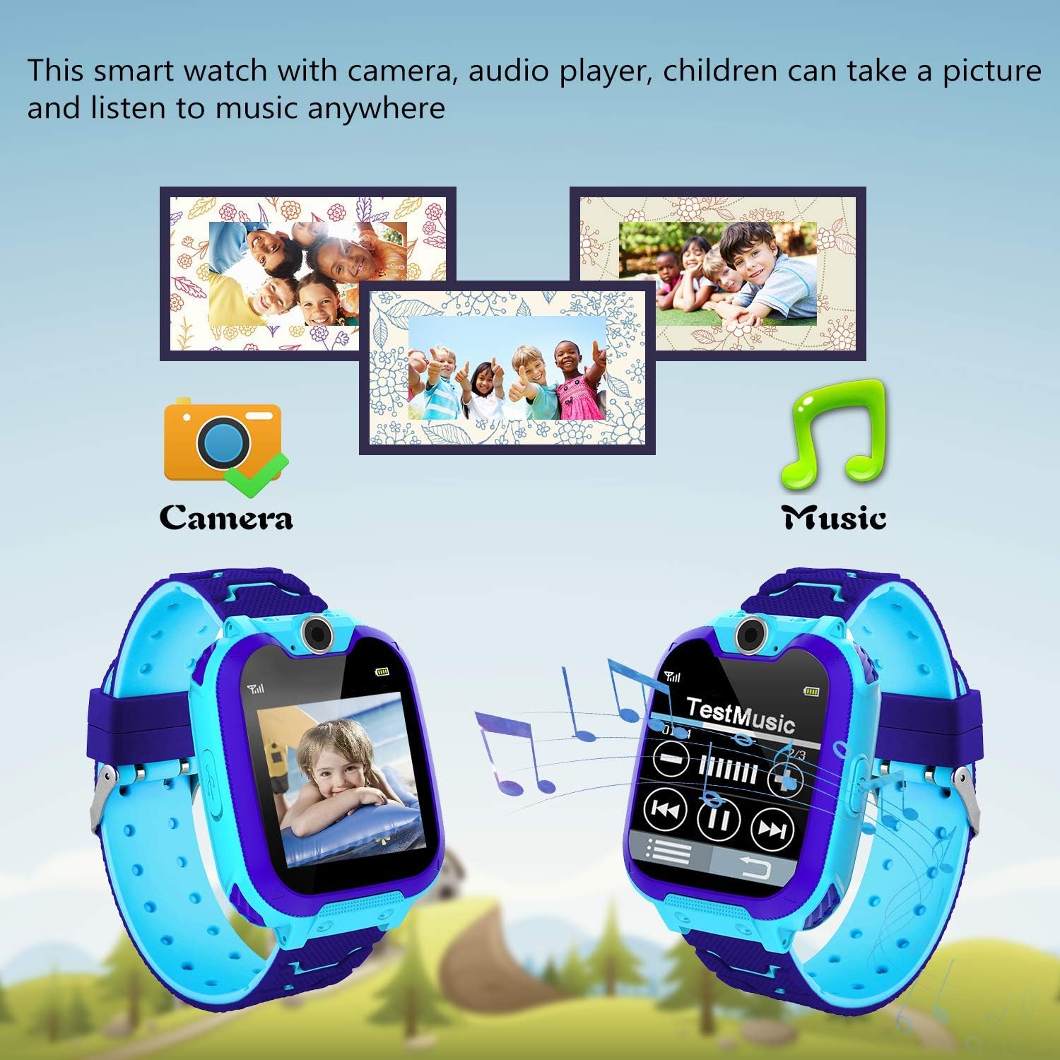 Winnes - Smartwatch per bambini con 7 giochi, funzione musica e sveglia, fotocamera, per 3 – 12 anni Winnes - Smartwatch per bambini con 7 giochi, funzione musica e sveglia, fotocamera, per 3 – 12 anni