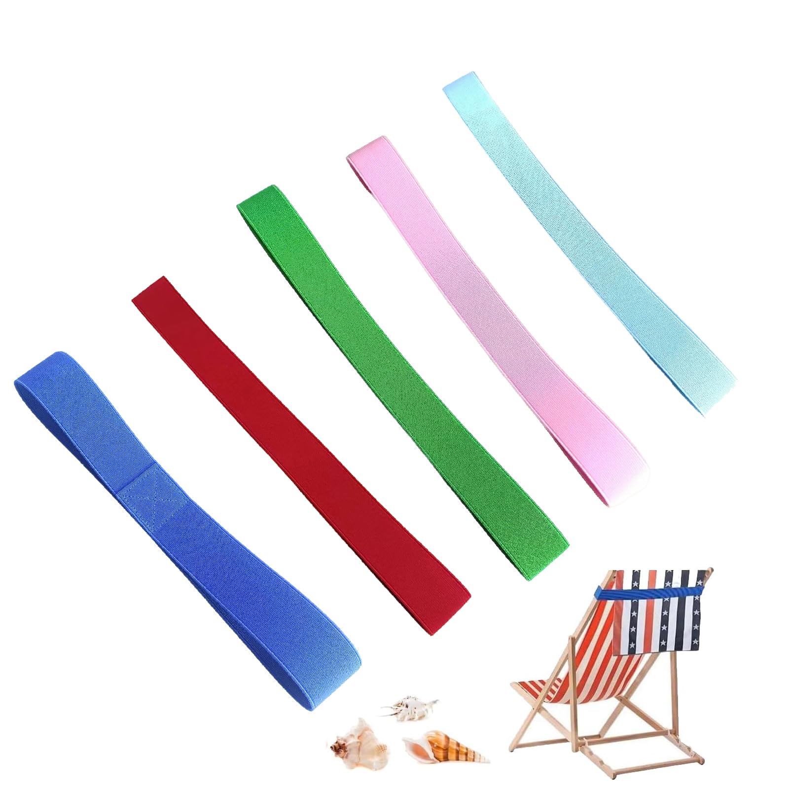 Umyeoqoyo Color 5 Pcs Beach Towel Bands, Beach Towel Bands For Sun Loungers, Sunbed Towel Straps, Windproof Sun Lounger Straps, Beach Band Towel For Pool, Beaches, And Outdoor Use (3.8 Cm X 40 Cm)
