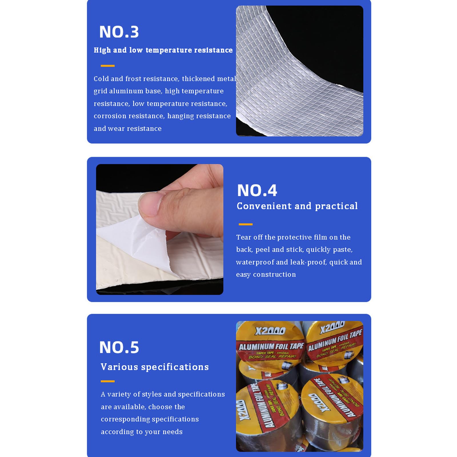 Cinta impermeable- Cinta de Butilo Impermeable Autoadhesiva- Cinta de sellado multiusos- impermeable cinta de aluminio cinta de reparación para Fugas en Techo/Espacio enAlféizar de Ventana/Tubería
