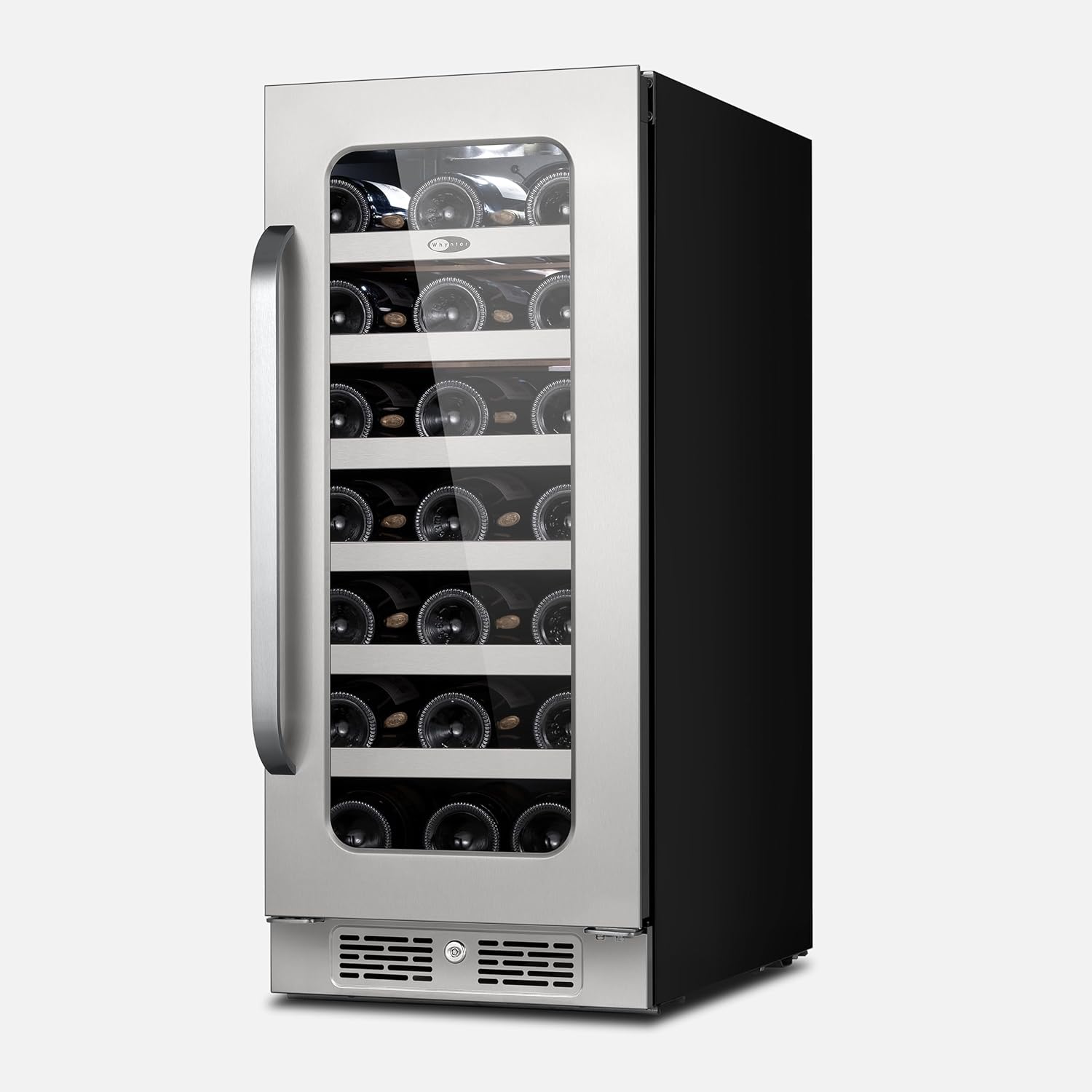 Whynter BSR-033SW 15 inch Built-ln 33 Bottle Undercounter Stainless Steel Wine Fridge with Reversible Door, Digital Control, Lock, and Carbon Filter