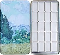 Vista 21 de FCLUB Paleta de acuarela vacía, 20 pozos con tiras magnéticas y ligera, paleta de acuarela de metal, soporte para pintura, paleta de pintura