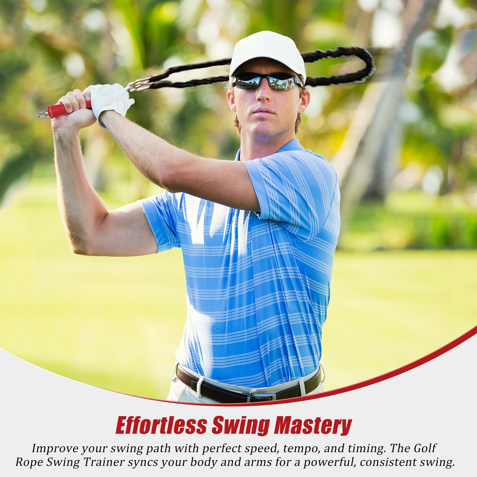 Cusprtm Golf Swing Rope Trainer, Professional Golf Swing Training Aid Set to Improve Speed, Tempo, Flexibility, Balance and Strength, Golf Swing Warm-Up Practice Equipment for Golfers of All Levels