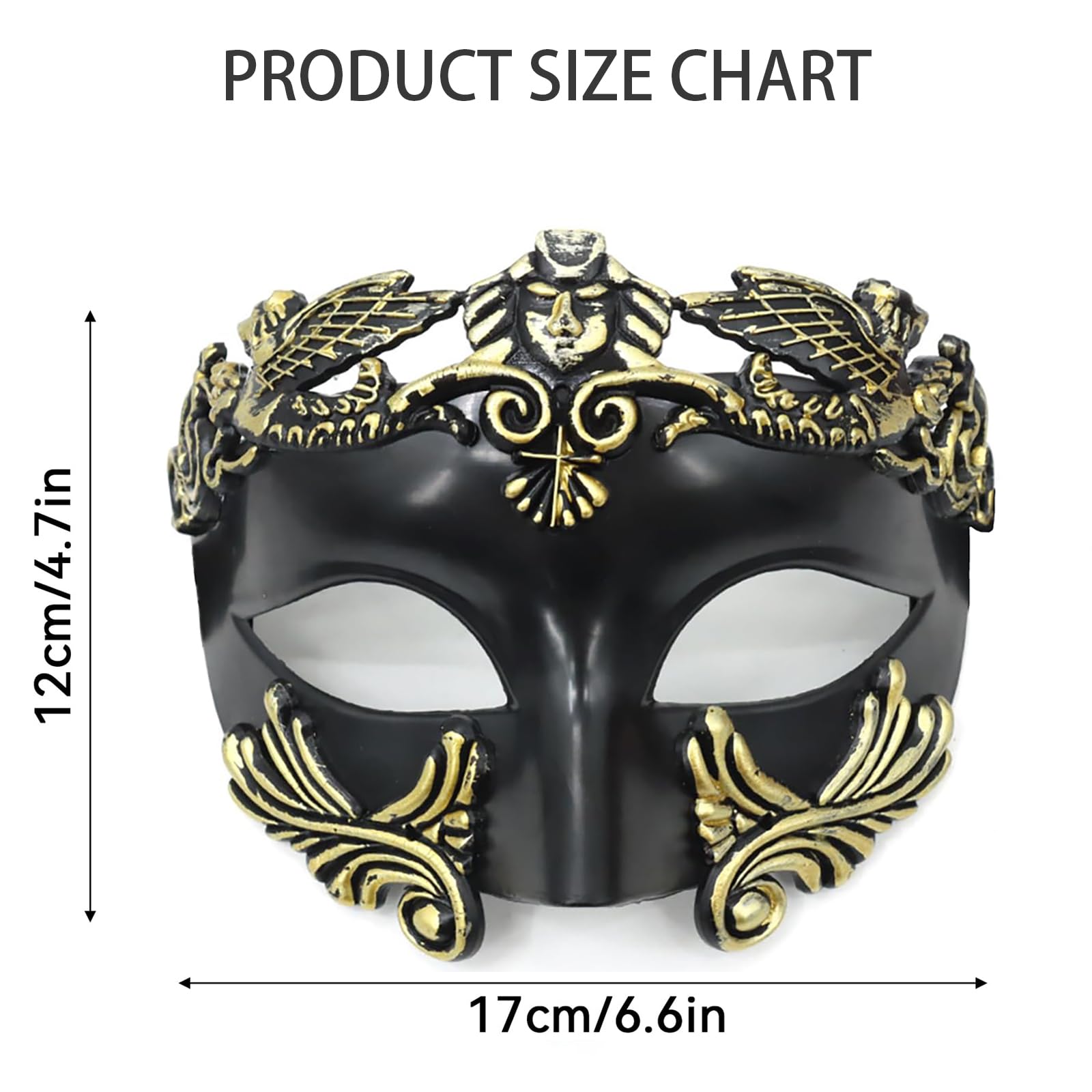 AMWYODK Men's masquerade black masks Venice masks are used for Halloween masks carnival masks, and Easter parties (Black and Gold) - Image 2