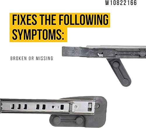 Miniatura 3 de W10822166 - Conjunto de riel inferior para platos (lado derecho), piezas compatibles con lavaplatos Whirlpool KitchenAid Maytag - Sustituye a