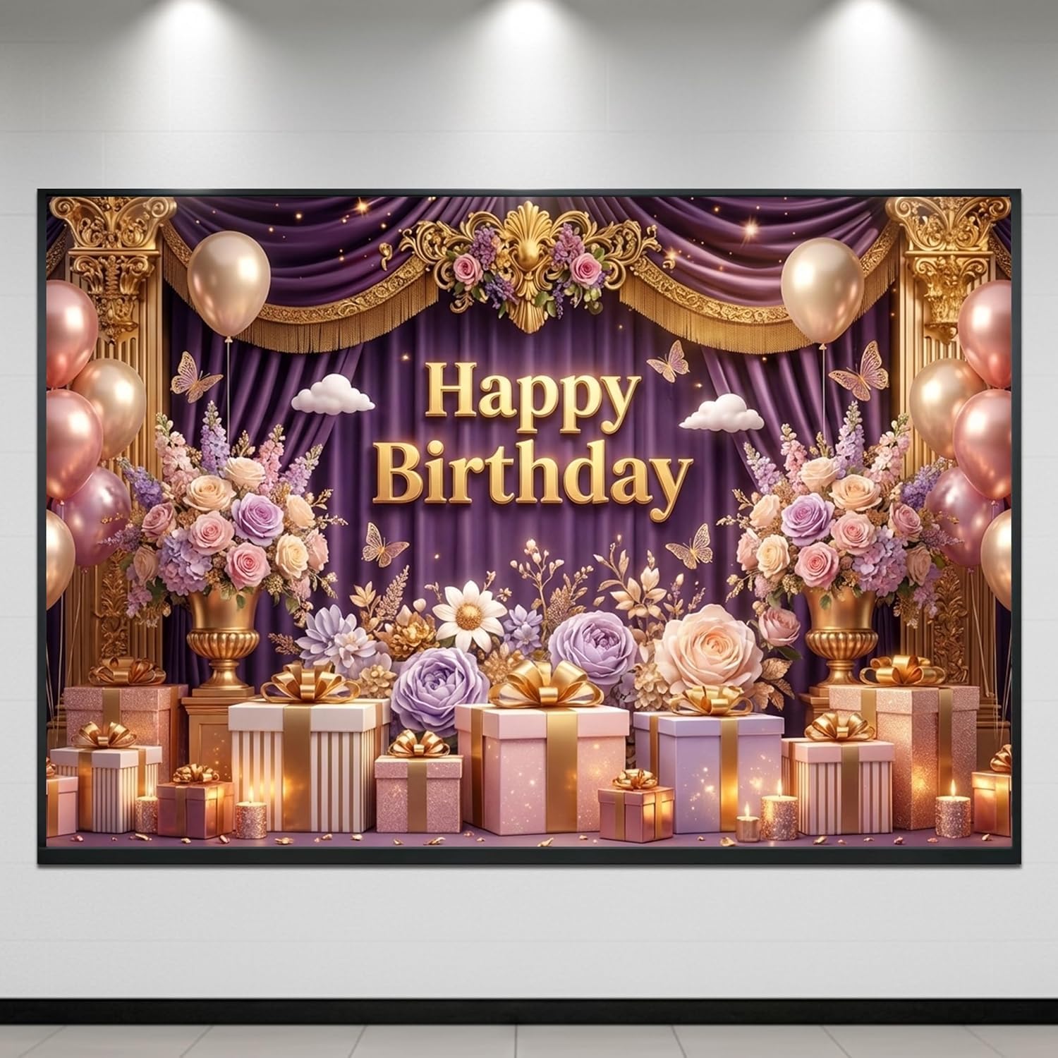 birthday backdrop cloth banner 7x5 feet | happy birthday decoration banner for party | reusable photography background cloth for kids & adults (bd36)