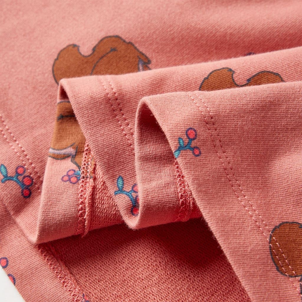 Vestido infantil rosa viejo para niñas de 1,5 a años, manga larga, algodón, elastano, estampado de ardilla, transpirable, cómodo para el día a día, fiestas de cumpleaños, guardería y