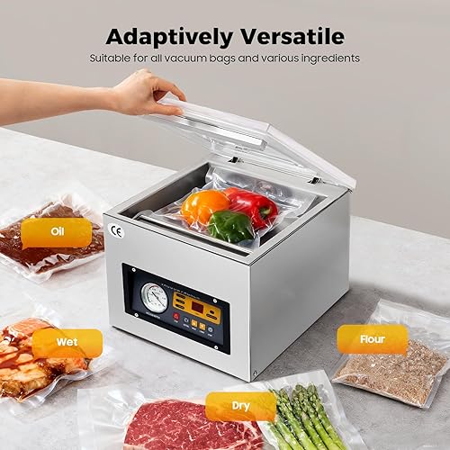 Miniatura 6 de Máquina selladora al vacío de cámara, DZ-260S Sellador al vacío de cámara de alimentos de cocina comercial para alimentos, granos, frutas, frutas