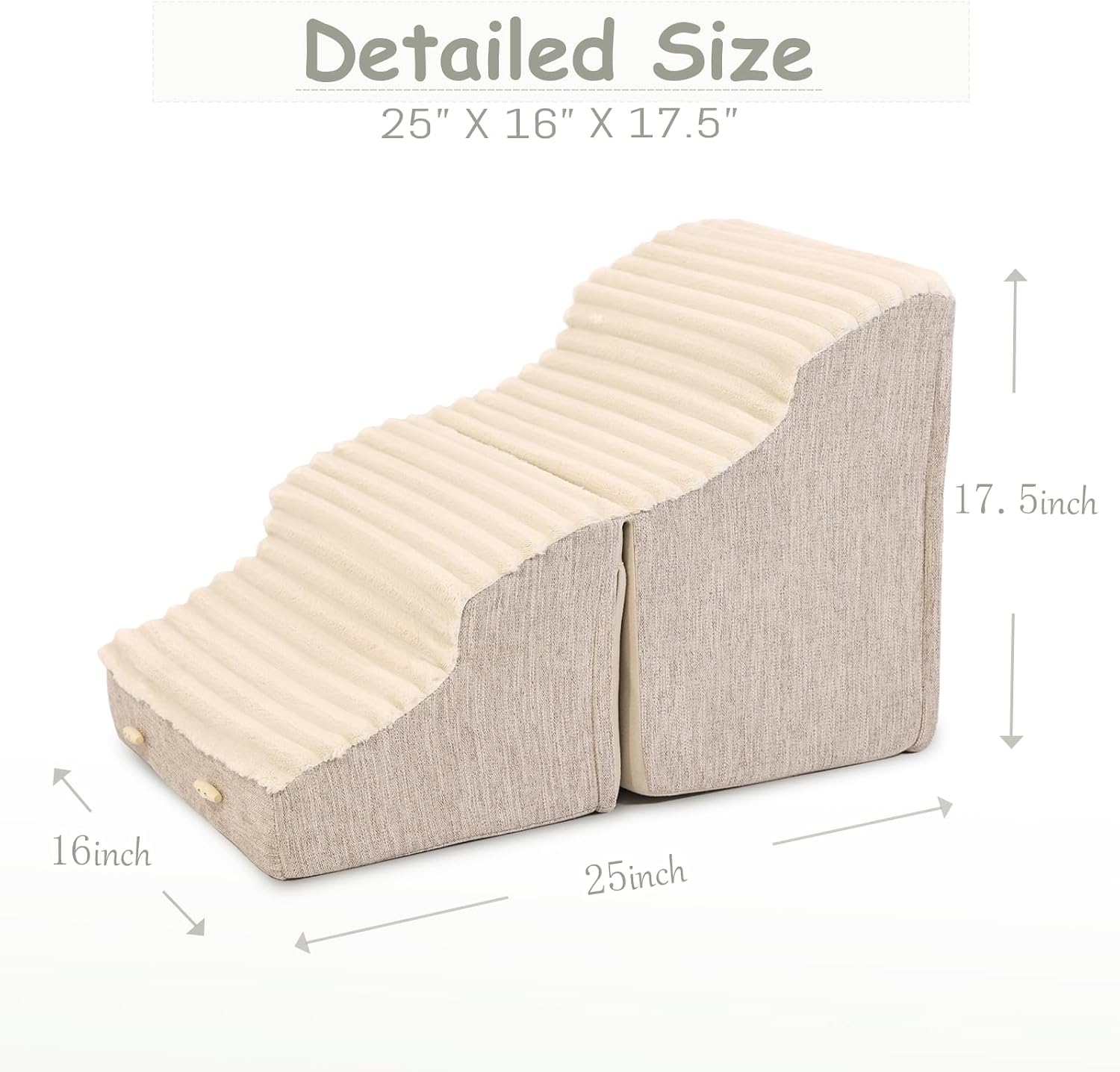 Dog Stairs for Small Dogs,2 in 1 Transformable 4-Step Pet Stairs,Indoor Pet Steps for Cats,Comfort, Durable Washable Cover and Durable High Density Foam,Beige