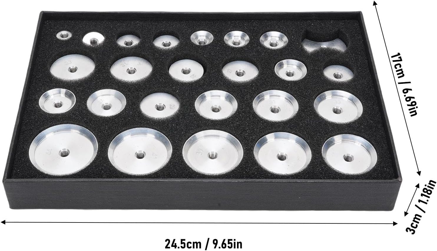 Yosoo Health Gear 25Pcs Watch Press Die Kit Aluminum Flat Round Dies for Repair Maintenance Compatible with Most Watch Types Crafted for Standard Sizes