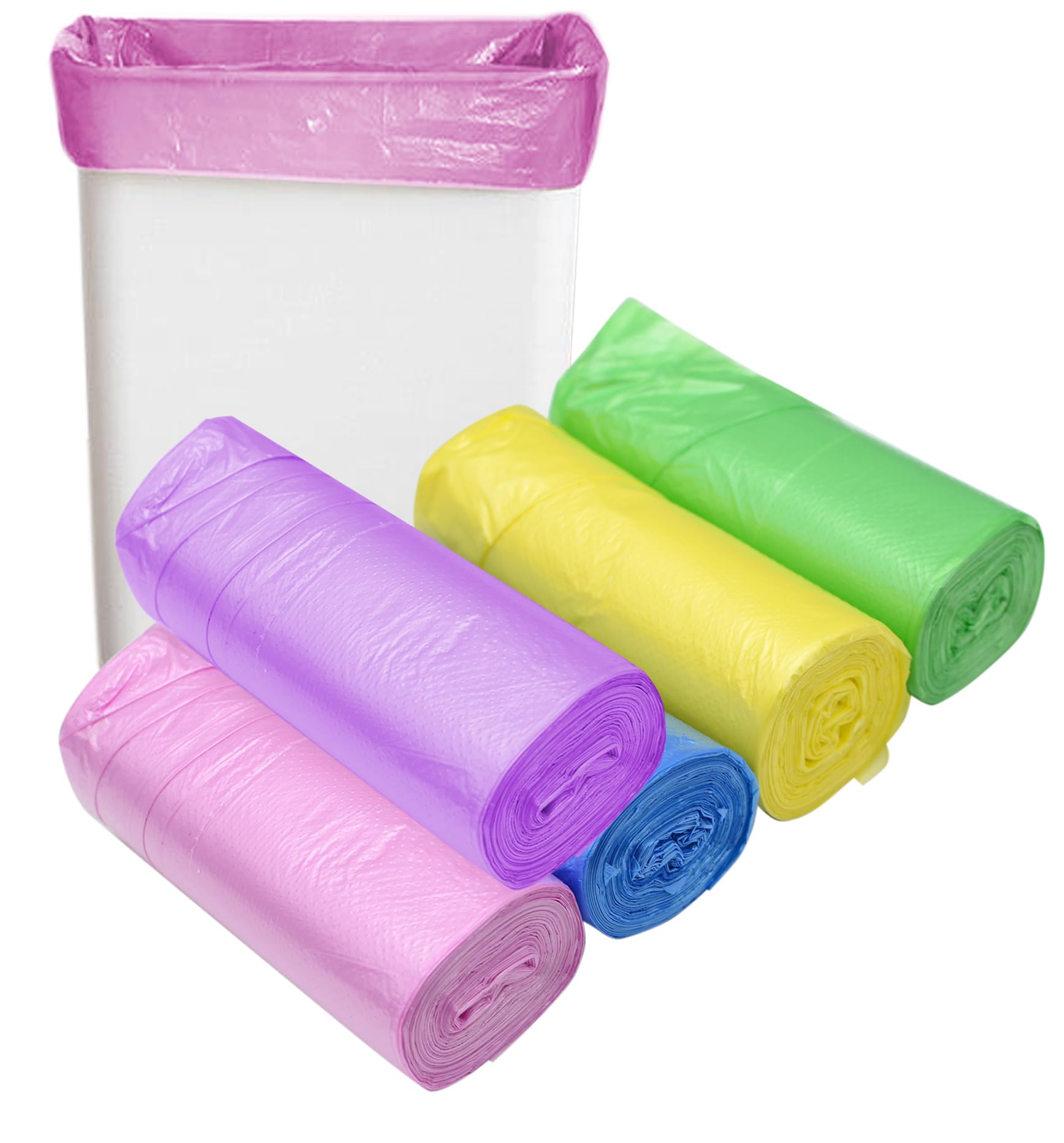 8 Gallon Trash Bags Colored - Extra Thick Medium Garbage Bags 1.1 mil Strong, Leakage-Free,Unscented 30 Liter Thick for Bathroom, Office, Kitchen Waste Basket Trash Can (Multicolor, 100 Count)