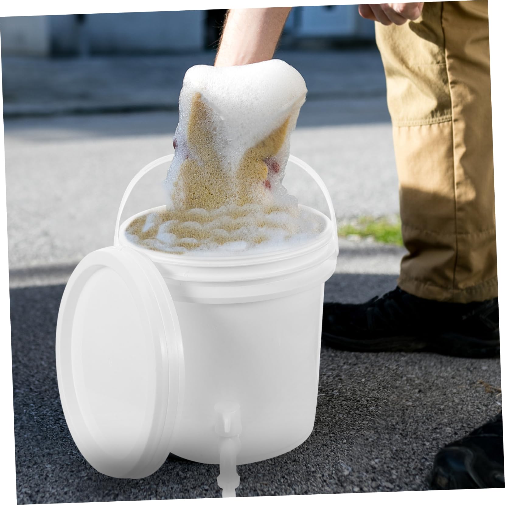 Contenedor de Agua para Exteriores con Grifo, 10l Plástico Blanco