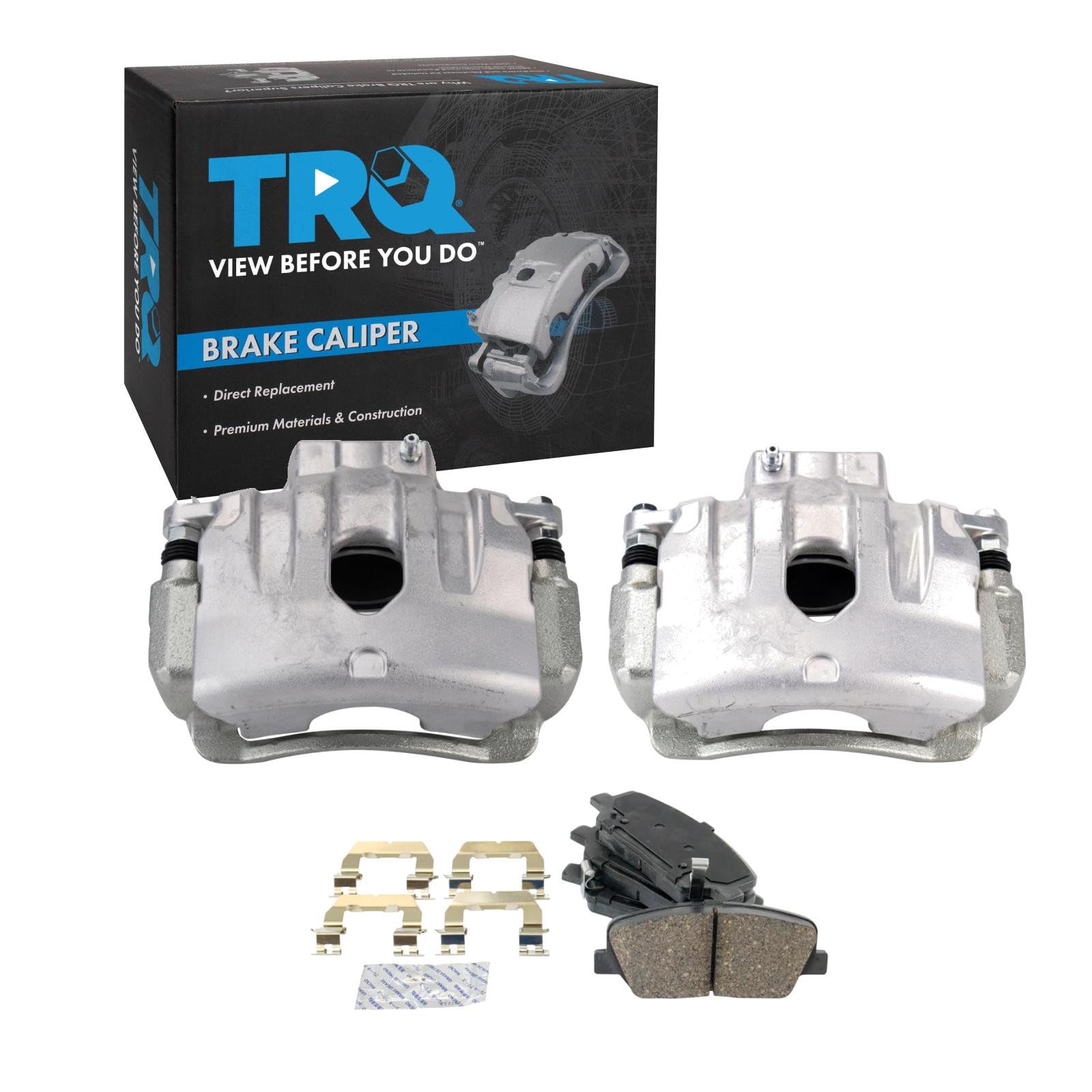 TRQ Front Brake Caliper Set Zinc Coated Brackets Pads Compatible with 2011-2013 Kia Optima