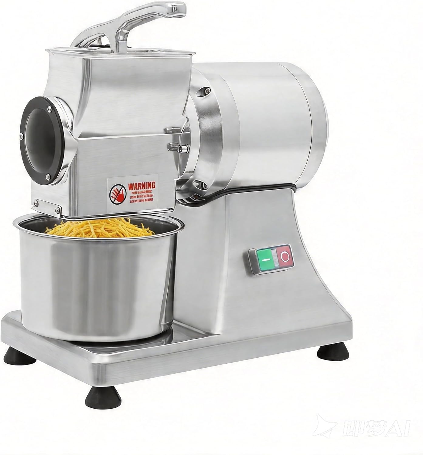 Electric Cheese Grater Machine 0.75HP 550W, with Large Feed Inlet, Bucket & Safety Cover Commercial Cheese Shredder Stainless Steel, 110V Heavy Duty Cheese Grating Machine for Kitchen Restaurant