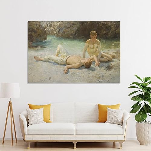 Miniatura 4 de Henry Scott Tuke - Póster decorativo de calor del mediodía, arte de pared para sala de estar, dormitorio, 12 x 18 pulgadas (11.8 x 17.7in)
