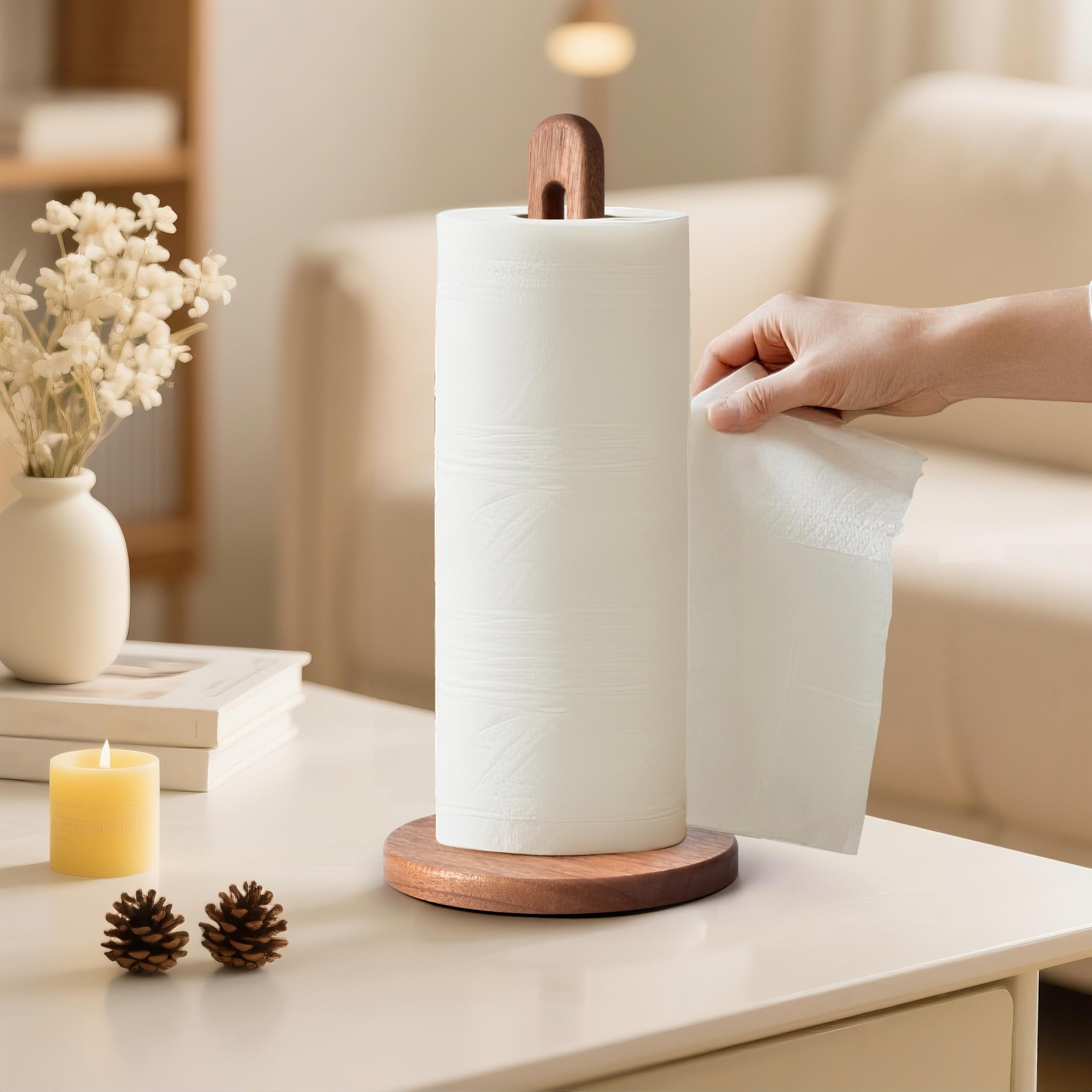 Amazon｜KitchLife アカシア 木製ペーパータオルホルダー カウンター