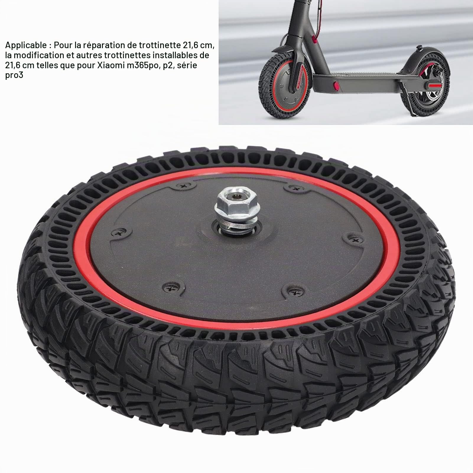 BuyWeek Pneu de Moteur de Moyeu de Scooter Électrique pour Xiaomi M365 Pro Pro2 Pro3, Pneu de Roue de Moteur de Moyeu de Trottinette Électrique à Absorption des Chocs 350W 36V