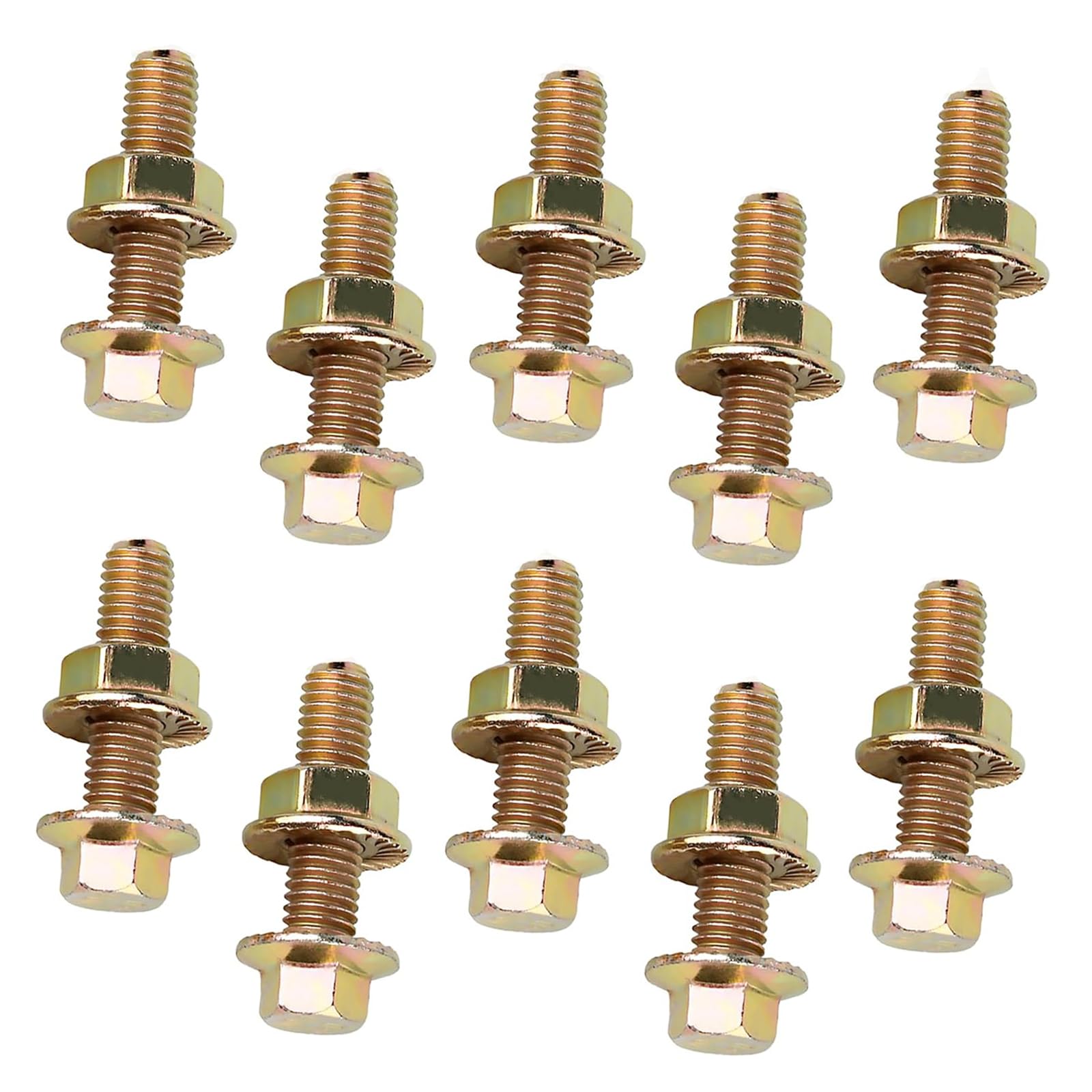 10 PCS Exhaust Manifold Bolts Kit, M8 Carbon Steel Non-Slip Hex Flange Nut Screws, Exhaust Manifold Bolt Replacement Parts, Universal for Most Cars, Trucks, SUVs (Gold)