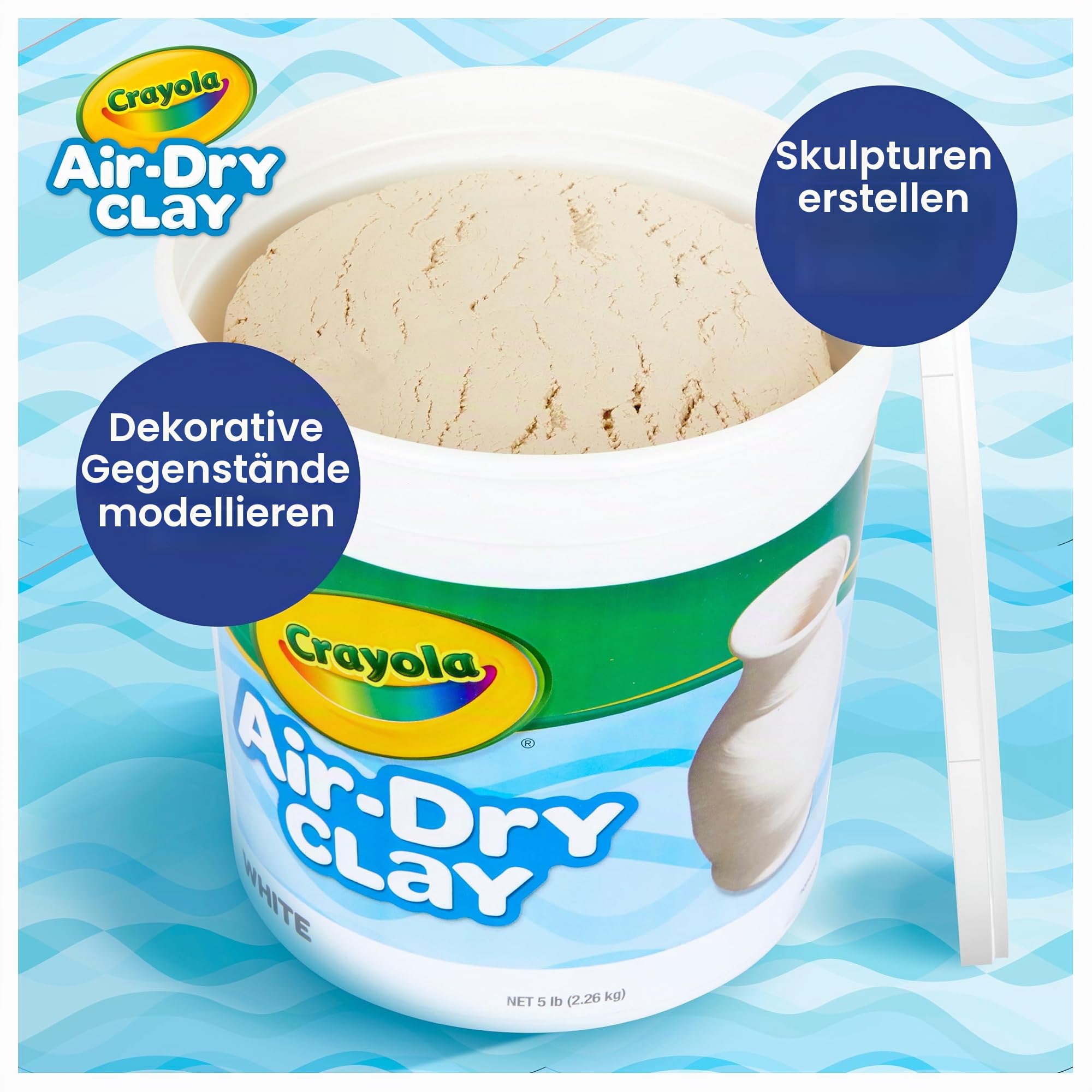 Crayola Air Dry Clay, Natural White Modeling Clay, 5 Lb Bucket