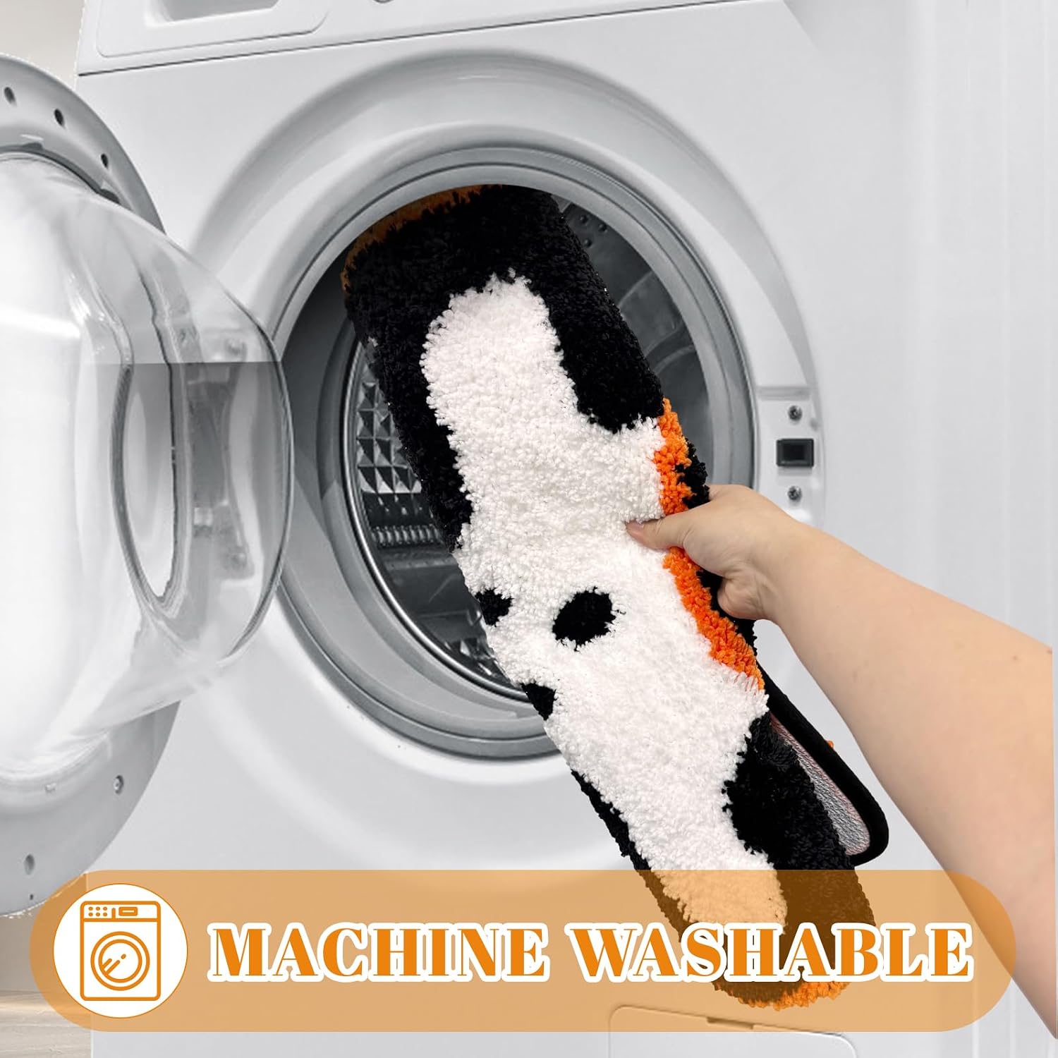 Halloween Toilet Rug U-Shape Bath Mat - Spooky Ghost Boo! Design