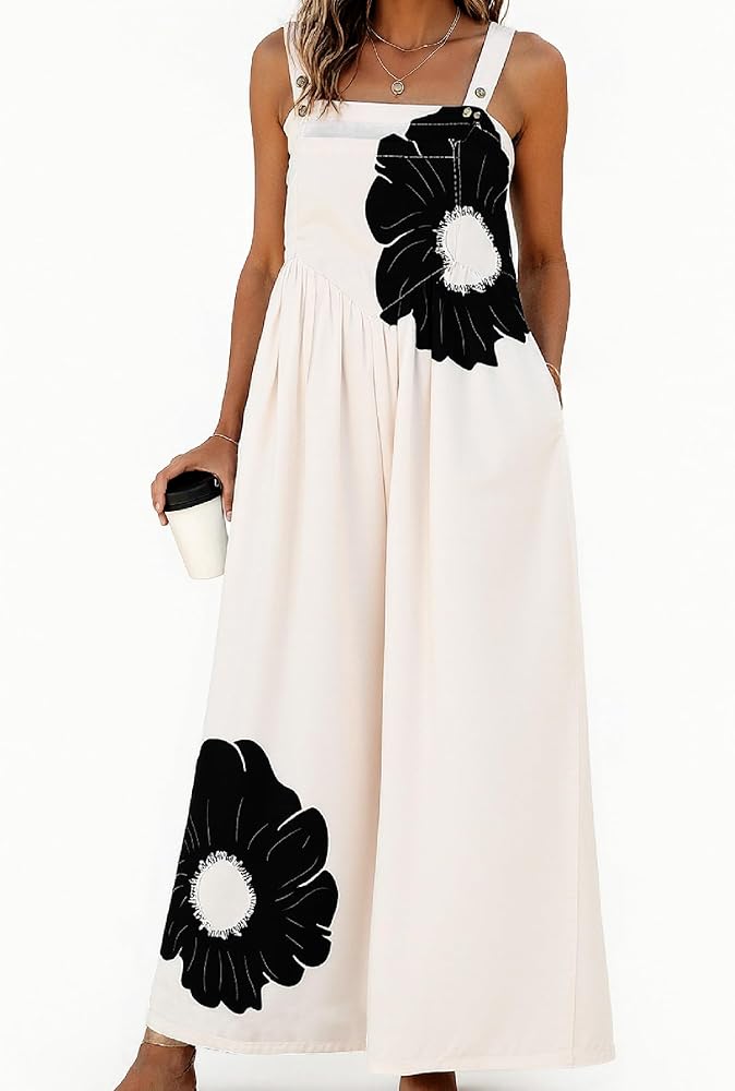 Amazon.com: QXE Women's 2025 Beige Floral Print Overalls