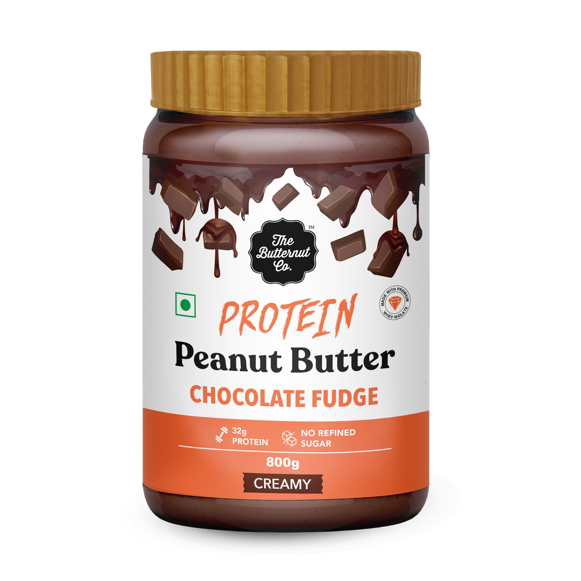 Protein Chocolate Fudge Peanut Butter,Creamy, Protein,No Refined Sugar,High Protein,Nutritious and Delicious Treat for All Natural, No Cholesterol - 800g (Pack of 1, 32 gram)