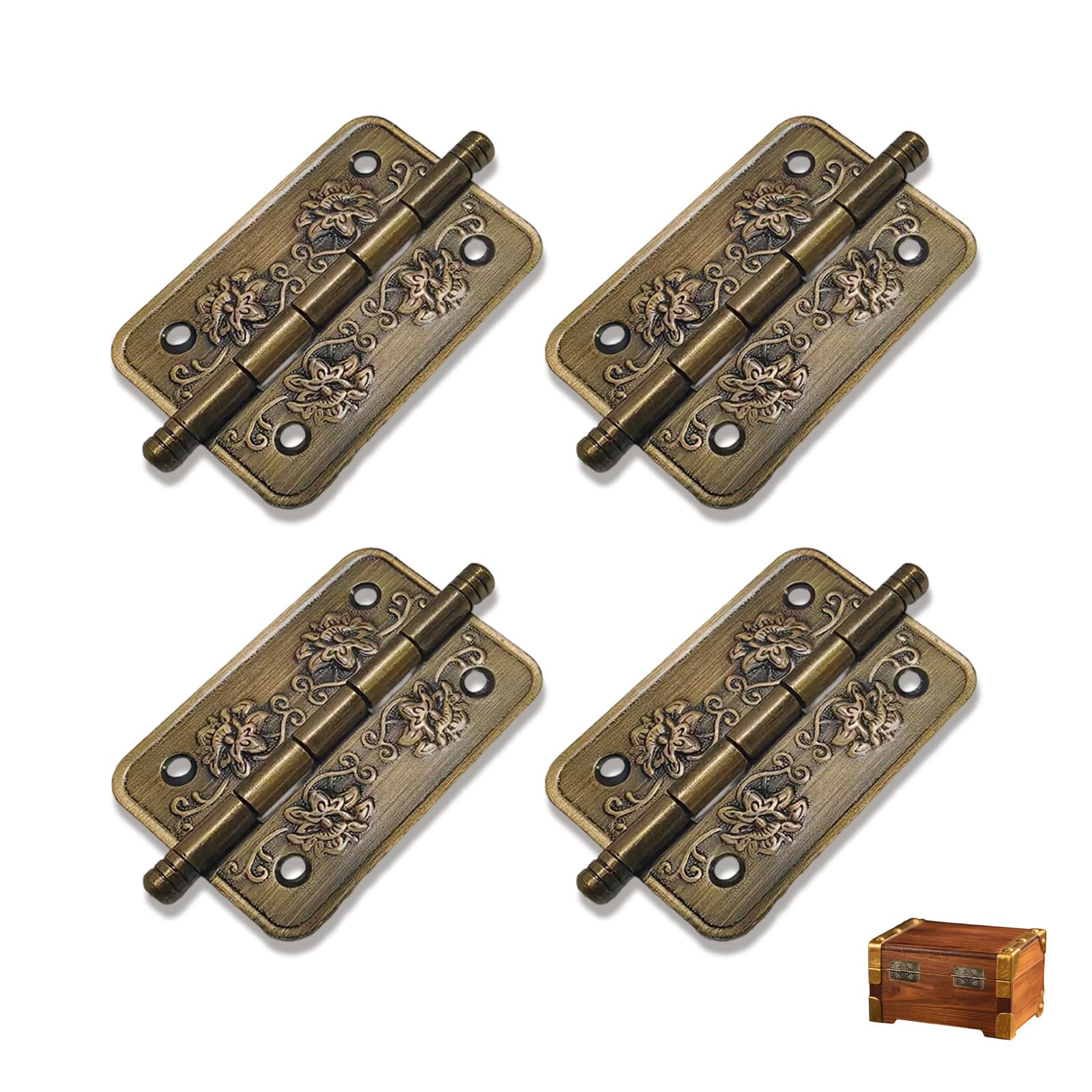 Ztolbriy Copper Vintage Hinges Cabinet Hardware, Antique Bronze Decorative Hinge For Installation On Wine Cabinets, Wooden Doors And Bookcases