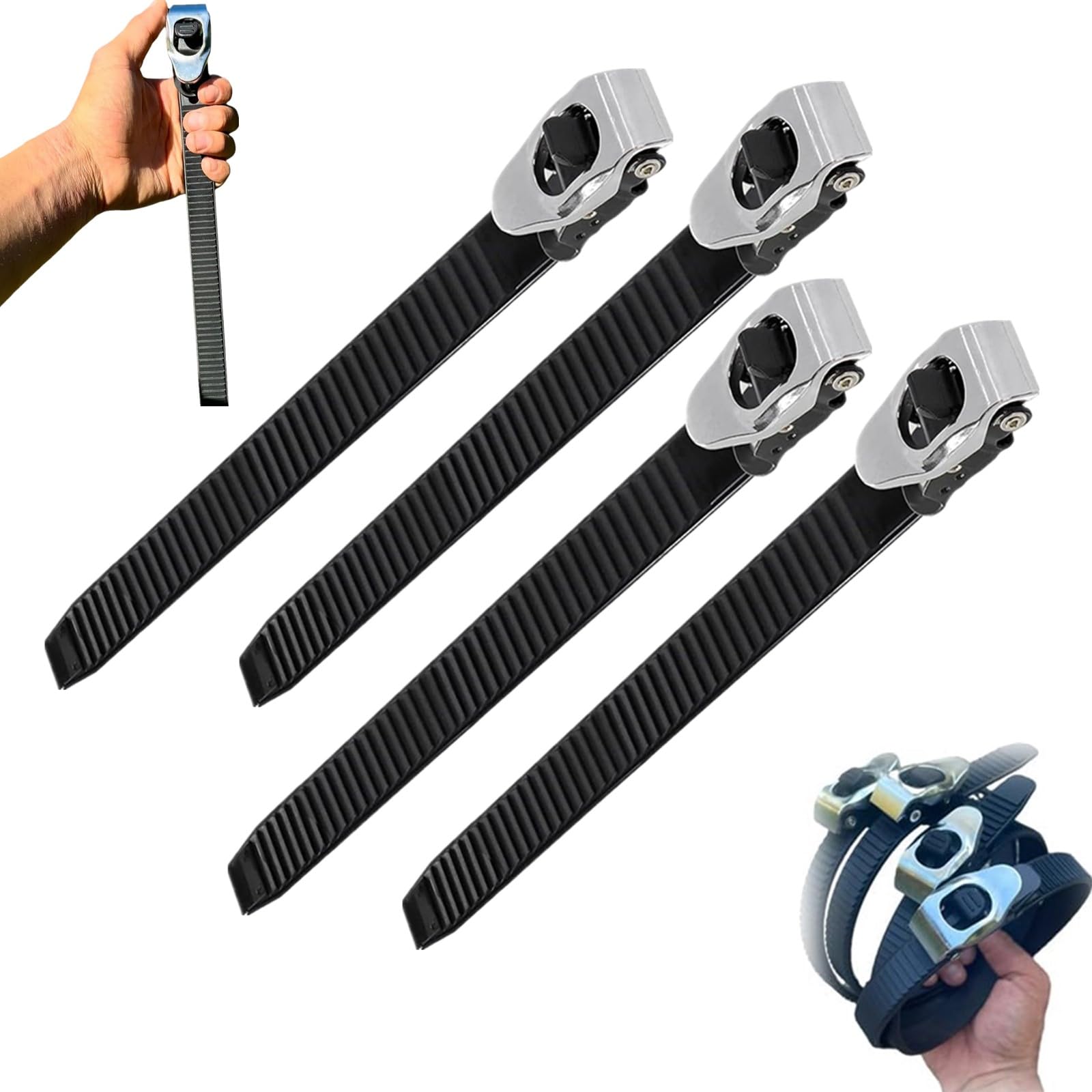 Cinghia di Bloccaggio a Grip Resistente, Cinghia a Cricchetto Regolabile Multiuso, Cinghia di Fissaggio a Cricchetto Riutilizzabile con Fibbia in Metallo per Sicurezza di Qualsiasi Oggetto, Uso