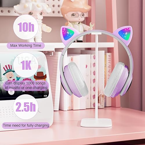 Miniatura 7 de KERHAND Auriculares Bluetooth para niños con luz LED estéreo con micrófonotarjeta TF auriculares inalámbricos para iPhone iPad smartphone laptop PC