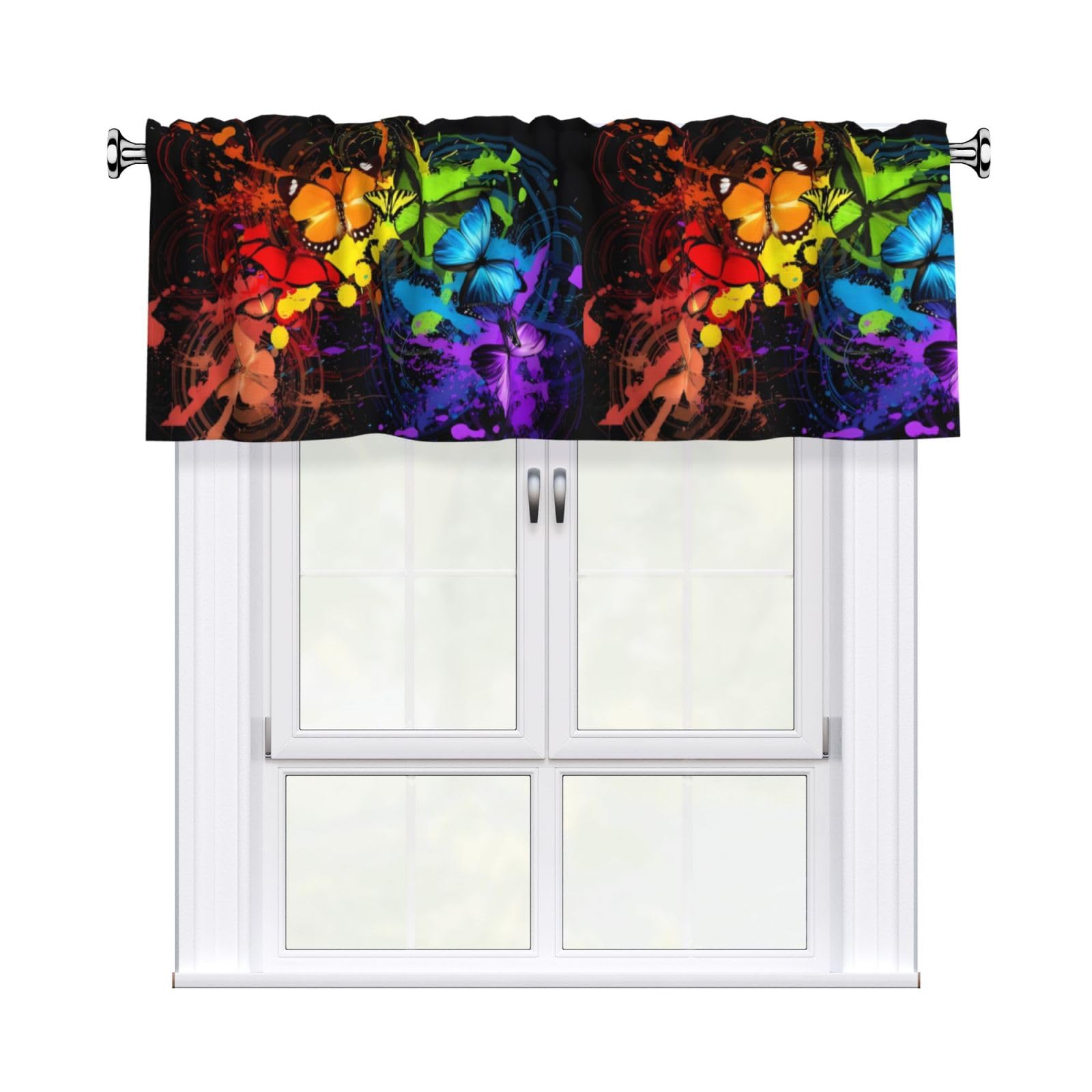 HJFCZH Graffiti Butterfly Prints Durable Window Layer – 54x18 Inch 100% Polyester Peach Skin Valance for Long-Lasting Style