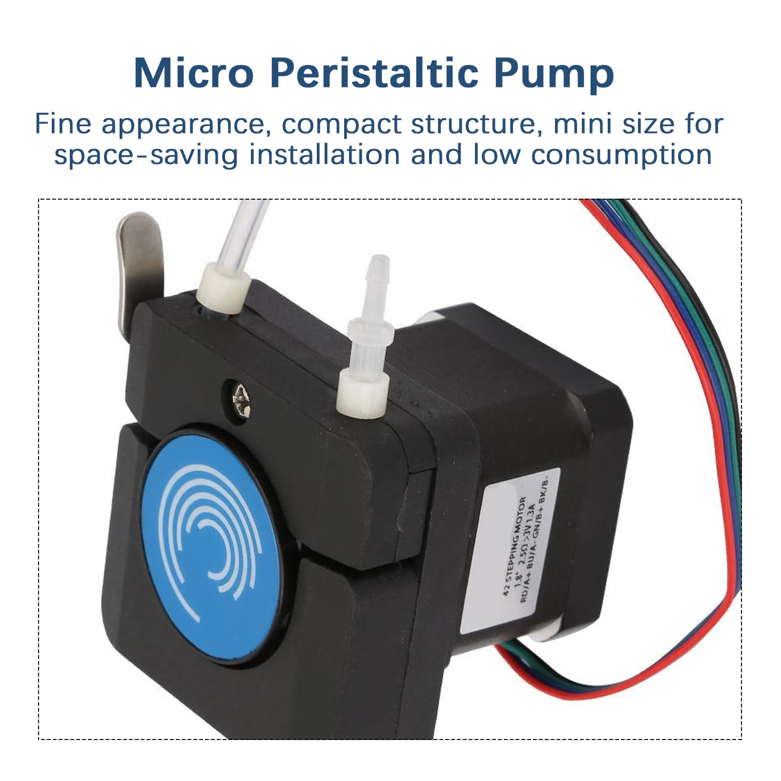 Bomba peristáltica con motor paso a paso, 12-24 V Micro Bomba Peristáltica de Alto Flujo Anticorrosión con Motor Paso a Paso para analítica de laboratorio