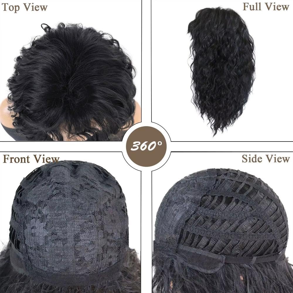 Haarpflege 20 Zoll Lange Gewellte Lockige Haarperücke Mit Pony Für Frauen Party Cosplay Alltagskleidung(Gray)