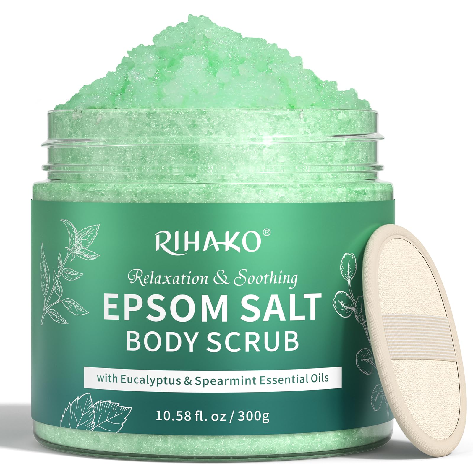 Eucalyptus & Spearmint Epsom Salt Body Scrub, Exfoliating Body Scrub for Women Moisturizing and Nourishing Skin
