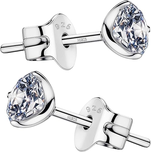 HIGHSPARK 925 Silver "Sparkling Martini" Solitaire Earrings | 92.5 Sterling Silver and Diamond like Brilliance Sparkling Z...