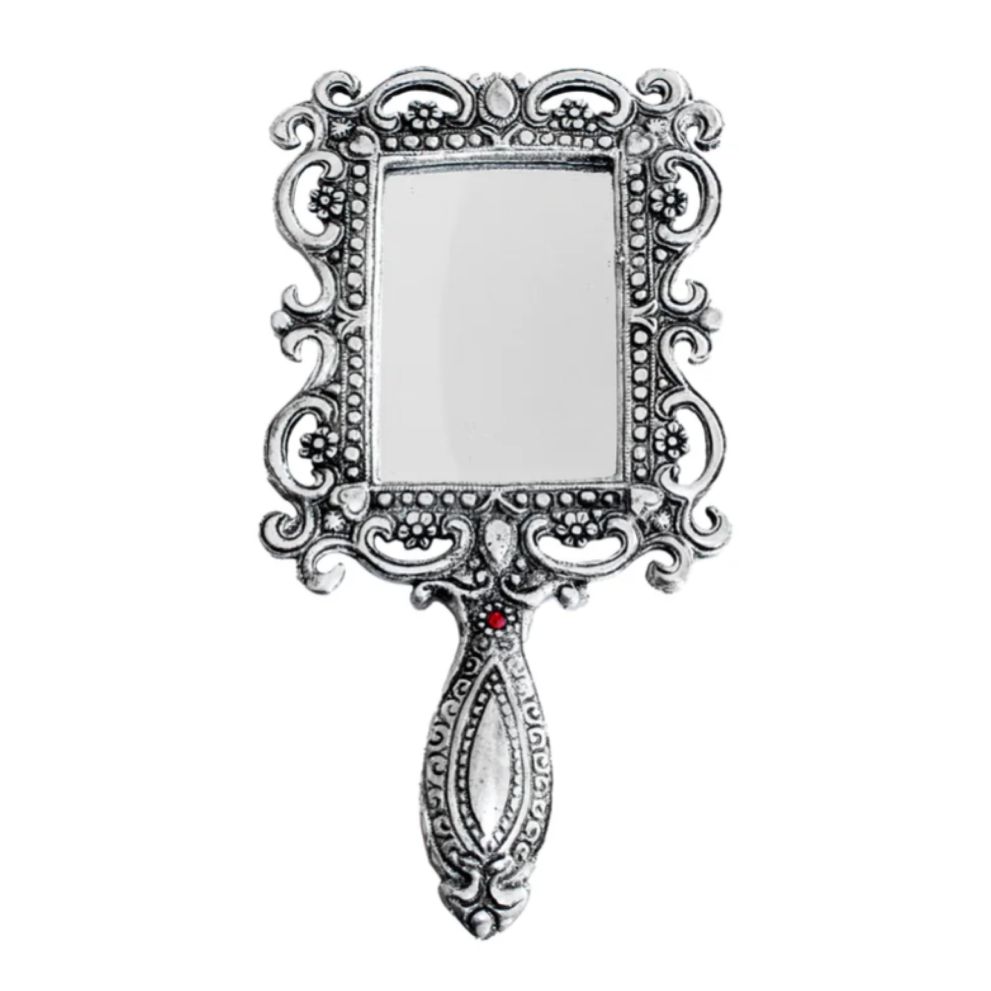 Swaha Rectangle Mirror | Silver Color Metal Makeup Mirror-image-4