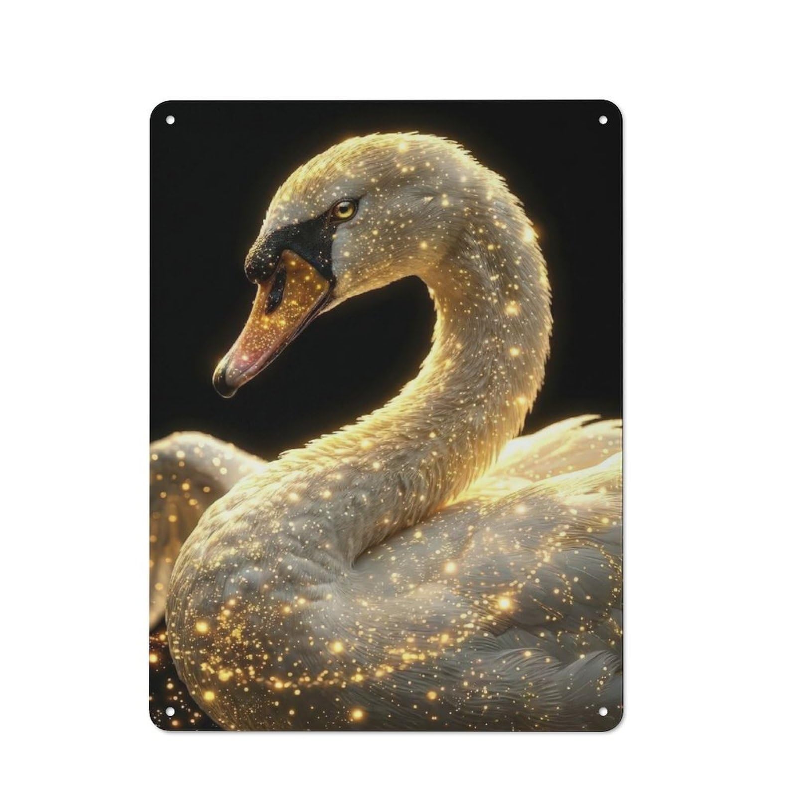 Junmoney Style-17 Tin Wall Plaque 40X30cm With Golden Swan For Dining Room Or Kitchen, For Collectors Decorating Kitchens And Dining Spaces