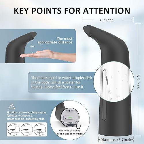 Miniatura 5 de Dispensador automático de jabón líquido sin contacto, dispensador de jabón para platos moderno de 13.5 fl oz con sensor, dispensador de