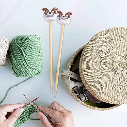 Miniatura 4 de Vencer Juego de agujas de tejer de bambú, 10 pulgadas de longitud para proyectos de tejer hechos a mano, tamaño US 10 (0.236 pulgadas), perro, juego