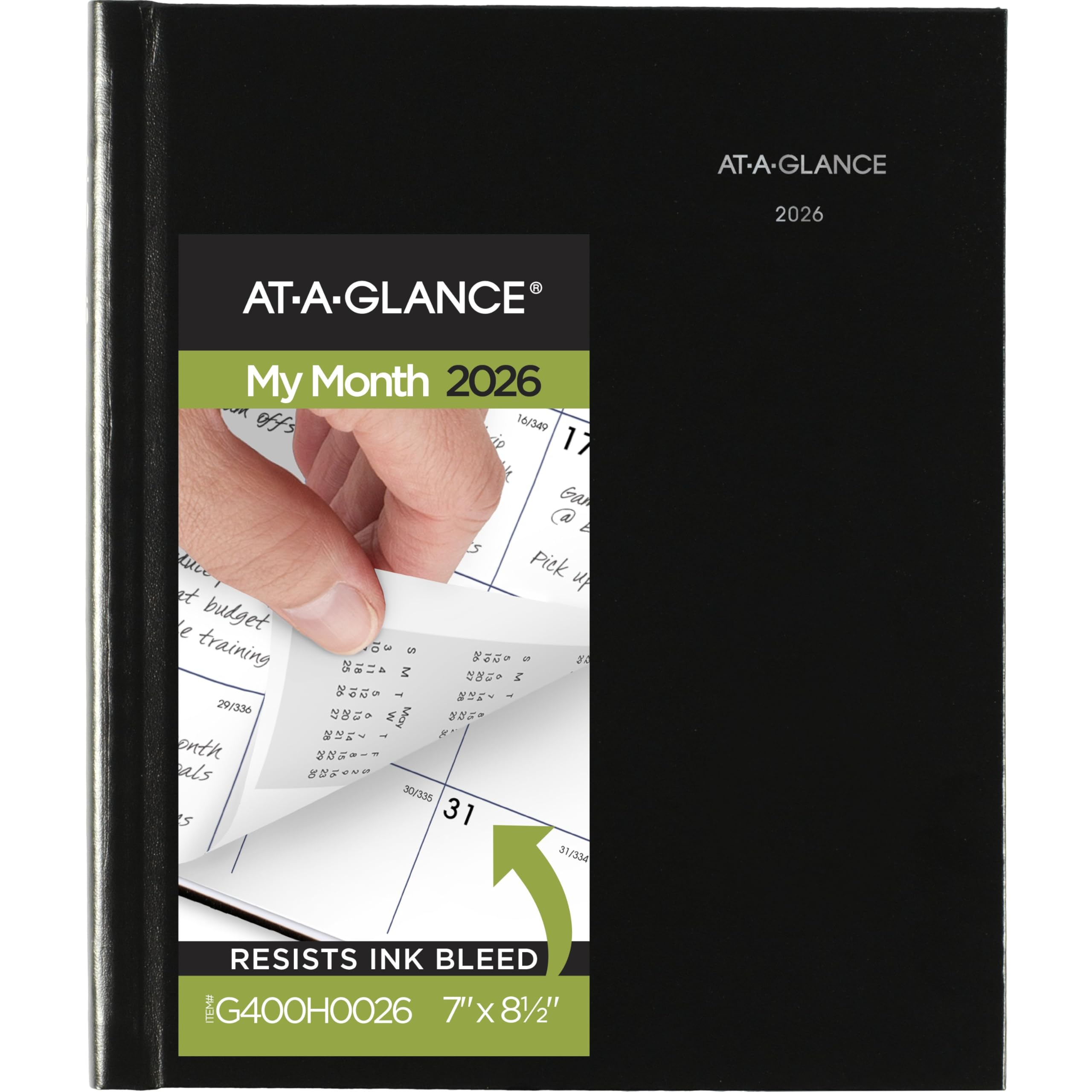 AT-A-GLANCE 2026 Planner, Monthly, 7" x 8-1/2", Medium, Hardcover, DayMinder, Black (G400H0026)