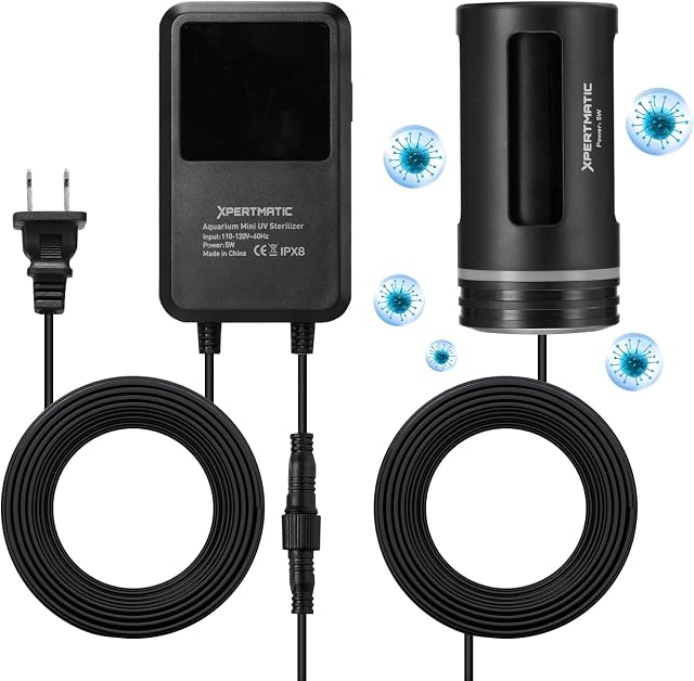SainSmart Aquarium Clean Light, 5W Mini Submersible Sanitizer Light with Timer, Aquarium Water Cleaning Green and Algae for Fish Tank, Pond, Swimming Pool, Saltwater, Freshwater, XpertMatic